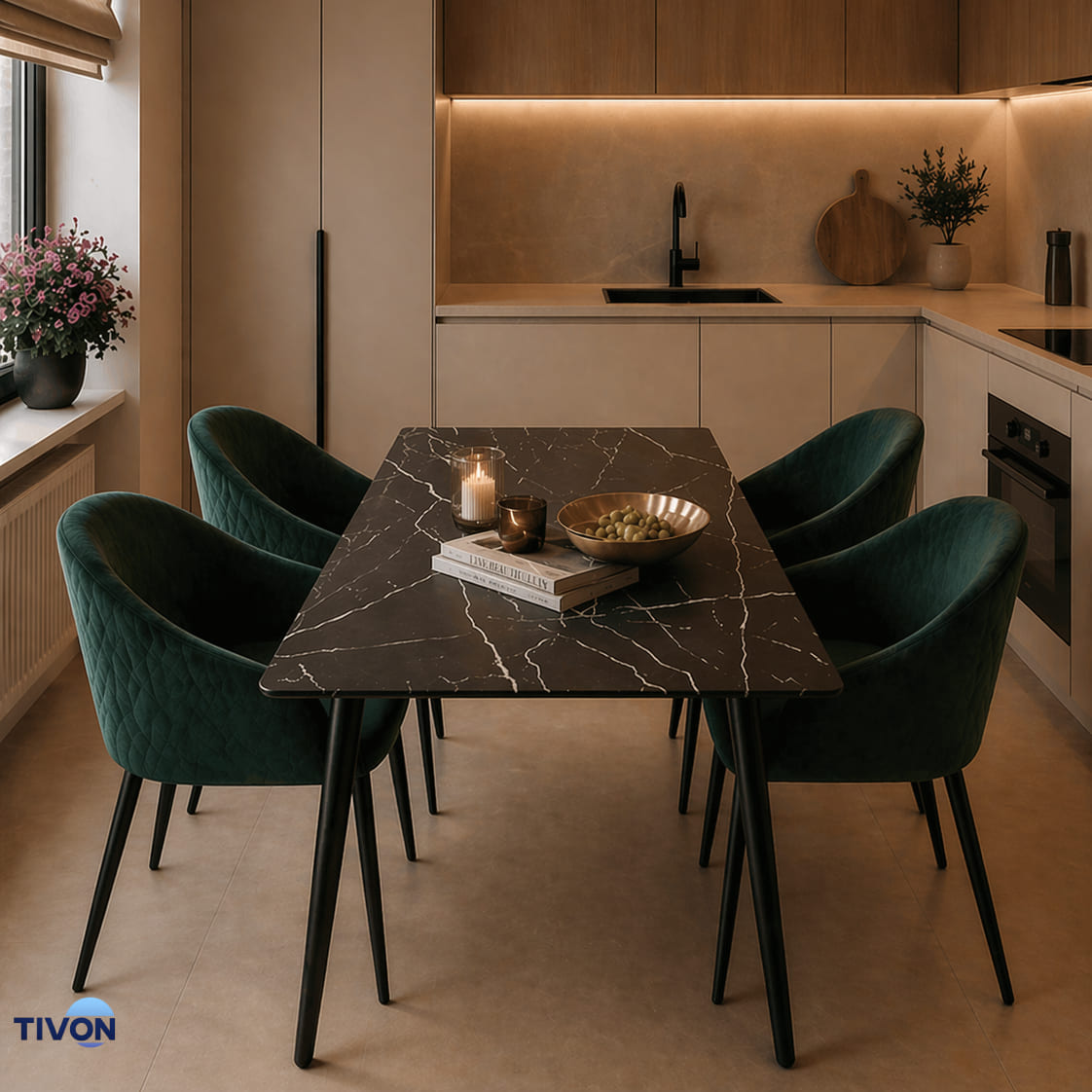 Sintered Stone Dining Table with legs 
